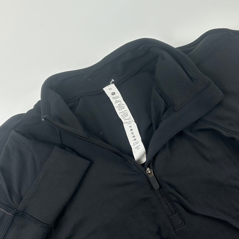 Lululemon WMNS 12 Its Rulu Run 1/4 Zip Athletic Long Sleeve Pullover Black